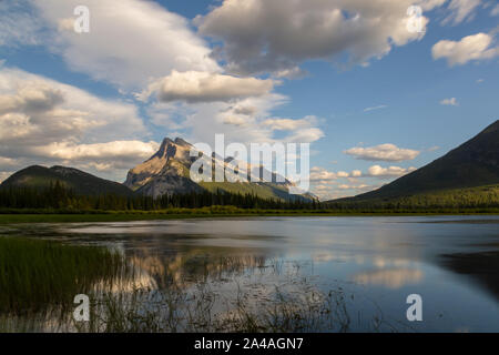 Sunset at the Vermillion Lakes in Banff, Canada Stock Photo