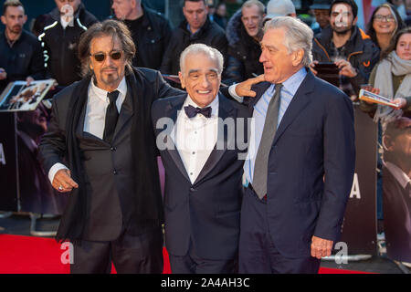 London, UK. 13 October 2019. Al Pacino, Martin Scorsese, Robert De Niro attend the 'The Irishman', BFI London Film Festival closing night gala held at the Odeon Luxe, Leicester Square. Credit: Peter Manning/Alamy Live News Stock Photo