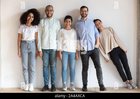 Happy diverse people friends having fun, posing for portrait Stock Photo
