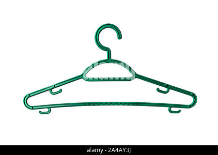 Green plastic hanger isolated on white background with clipping path Stock Photo