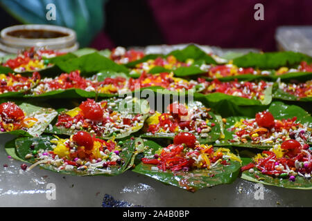 banarasi pan, betel nut garnished with all indian banarasi ingredients for sale (Selective Focus) Stock Photo