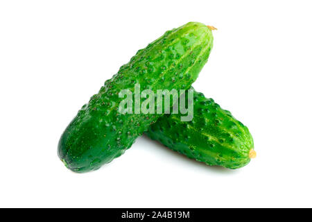 Two small cucumbers isolated on white background Stock Photo