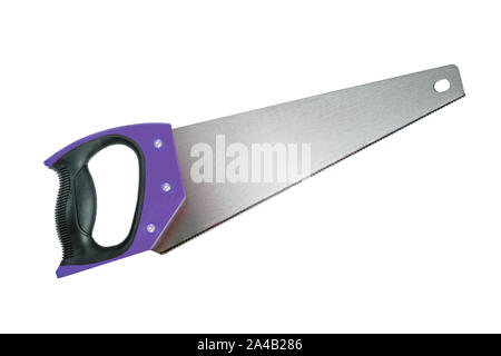 Hand saw for wooden material isolated on white background with clipping path Stock Photo