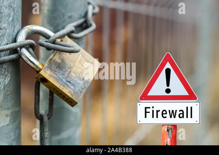 Firewall Warning sign Stock Photo