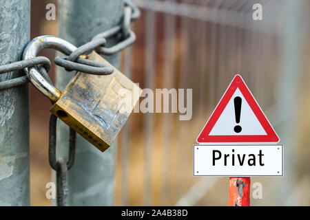 Privat Warning sign Stock Photo
