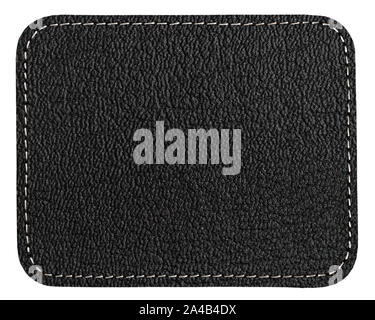 Black leather tag template texture. Clothing label mockup Stock Photo
