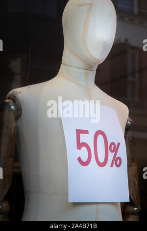 dummy with 50% sign on it Stock Photo