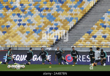 Kiev, Ukraine. 13th Oct, 2019. Portugal national team players attend a trainning session of his team at the Olimpiyskiy stadium in Kiev, Ukraine, 13 October 2019. Portugal will faces Ukraine in the UEFA Euro 2020 Qualifier Group B football match on 14 October. Credit: Serg Glovny/ZUMA Wire/Alamy Live News Stock Photo