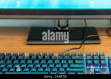 keyboard and monitor on the table Stock Photo