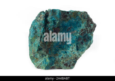 Rock of Chrysocolla mineral from Peru isolated on pure white background Stock Photo