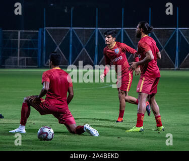 Kolkata, India. 13th Oct, 2019. Practice session of Indian national football team along with media interactive program of Gurpreet Singh Sandhu (Captain-INDIA team) before the World Cup qualifier match between India and Bangladesh to be held on 15th Oct, 2019 at Salt Lake Stadium, Kolkata. (Photo by Amlan Biswas/Pacific Press) Credit: Pacific Press Agency/Alamy Live News Stock Photo