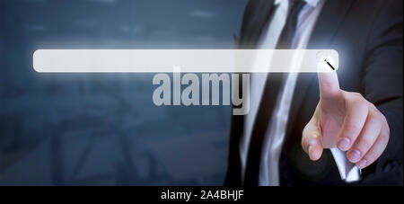 man is touching internet address bar. internet browsing concept Stock Photo