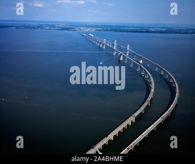 The  Chesapeake Bay Bridge is a major dual-span bridge in the U.S. state of Maryland Stock Photo