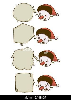 Christmas snowman chat bubble set Stock Vector
