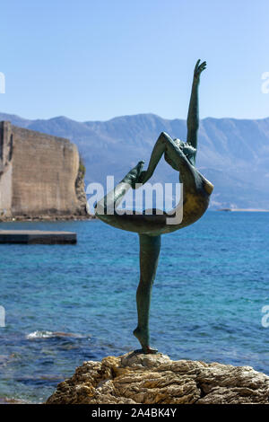 March 23, 2019 - Budva, Montenegro - The Ballet Dancer statue is an iconic attraction near Old Town Budva Stock Photo