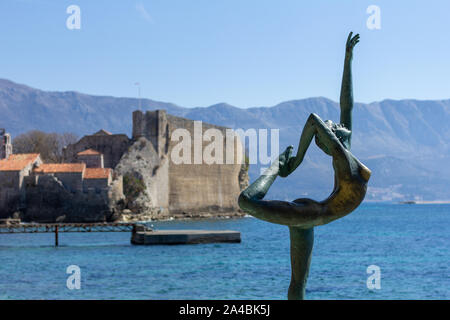 March 23, 2019 - Budva, Montenegro - The Ballet Dancer statue is an iconic attraction near Old Town Budva Stock Photo