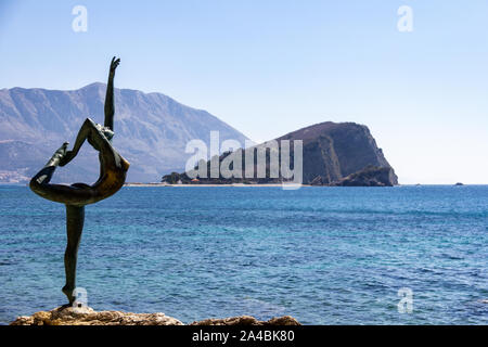 March 23, 2019 - Budva, Montenegro - The Ballet Dancer statue is an iconic attraction near Old Town Budva Stock Photo