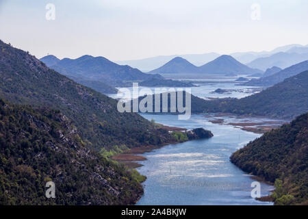 Iconic view of the headwaters of Skadar Lake from a popular viewpoint Stock Photo
