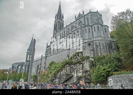 Lourdes, France, October 2nd 2019, a view of Sanctuaires Notre-Dame de Lourdes Stock Photo