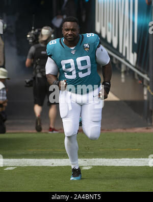 Jacksonville, United States. 13th Oct, 2019. Jaguars Defensive Tackle Marcell Dareus (99) is introduced prior to the New Orleans Saints Jacksonville Jaguars game at the TIAA Bank Field in Jacksonville, Florida on Sunday, October 13, 2019. The Saints defeated Jacksonville 13-6. Photo by Joe Marino/UPI Credit: UPI/Alamy Live News Stock Photo