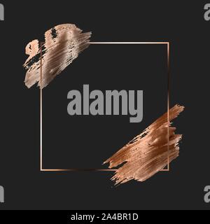 Gold Paint Glittering Textured Frame on Dark Background. Vector Illustration Stock Vector