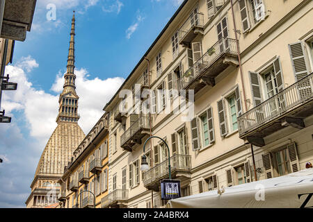 Seen from 5 Via Montebello ,the spire and roof of Mole Antonelliana , a major landmark in the City Of Turin,Italy Stock Photo
