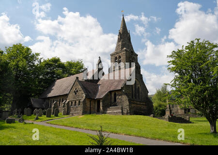 Edale village church in the Peak District national park Derbyshire England UK, community place of worship, rural countryside church building Stock Photo