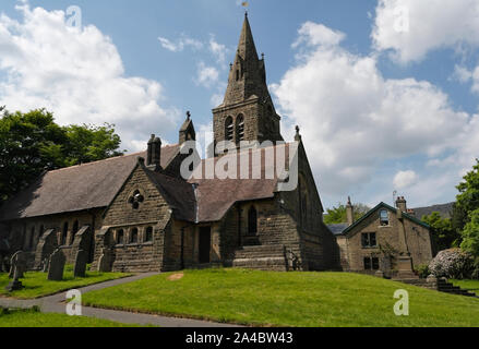 Edale village church in the Peak District national park Derbyshire England UK, community place of worship, rural countryside church building Stock Photo