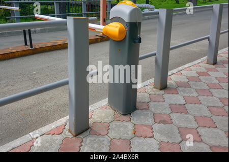 Close up Barrier Gate Automatic system for security. Automatic entry system. Stock Photo