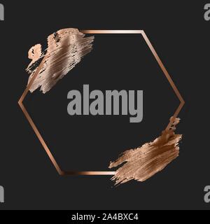 Gold Paint Glittering Textured Frame on Dark Background. Vector Illustration Stock Vector