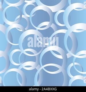 Seamless Abstract White and Blue Background, Tile Pattern with Rings. Vector Stock Vector