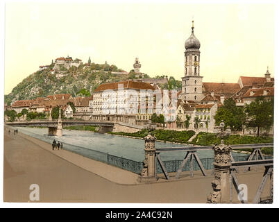 The  Schlossberg from Hotel Florian, Styria, Austro-Hungary Stock Photo