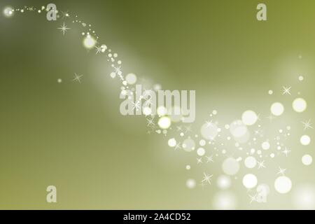 Flow in green water. Particles with glow effect. Vector illustration. Green color. Underwater. Stock Vector