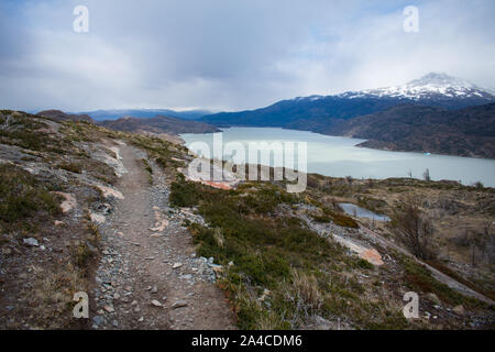 The W Trek along Lago Grey in Torres del Paine National Park Stock Photo