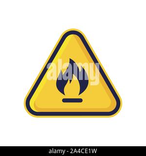 Fire Sign Isolated On White Background. Yellow Triangle Warning Symbol Simple, Flat Vector, Icon You Can Use Your Website Design, Mobile App Or Indust Stock Photo