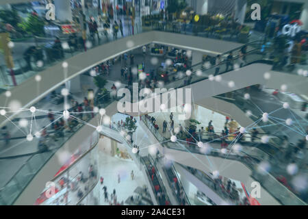 smart retail concept with machine, deep learning, neural network technology, the artificial intelligence network in smart store to disrupt Stock Photo