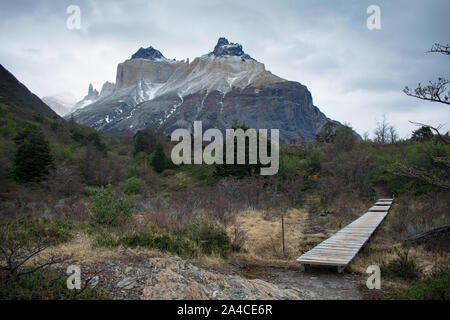 Patagonia Cuerno Principal and the Valle Frances Torres del Paine National Park, Chile. Stock Photo