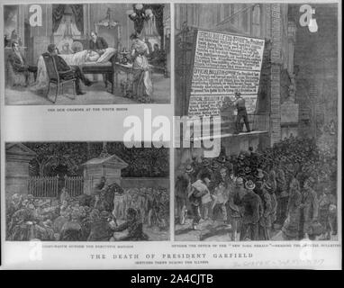 The death of President Garfield. Sketches taken during the illness: (1) the sick chamber at the White House Stock Photo