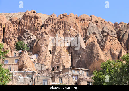 Kandovan - ancient Iranian cave village in the rocks (Candovan),  East Azerbaijan Province, Iran. UNESCO world heritage site Stock Photo