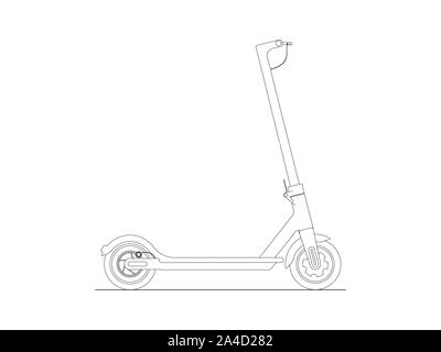 Detailled vector illustrationof an electric scooter isolated in white background Stock Vector