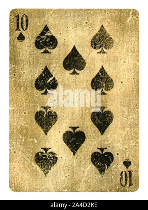 Ten of Spades playing card - isolated on white Stock Photo