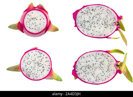Peeled Pitaya or dragon fruit isolated on white background (clipping path included) Stock Photo