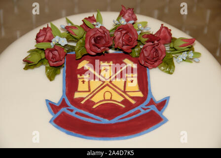 Cake for West Ham United football club supporter. Stock Photo
