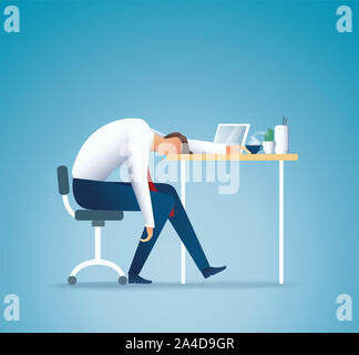 Sleeping at work. Tired business man. overworking concept Stock Photo
