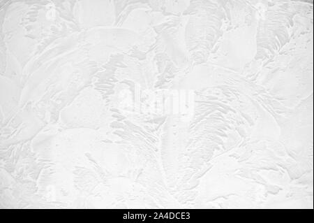 White mortar wall texture acrylic. Hand applied mortar wall Stock Photo