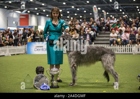 The Kennel Club Discovery Dogs exhibition at Excel London, UK Picture shows Abigail Levene winner in the final judging of the UK Junior Handler of the Stock Photo