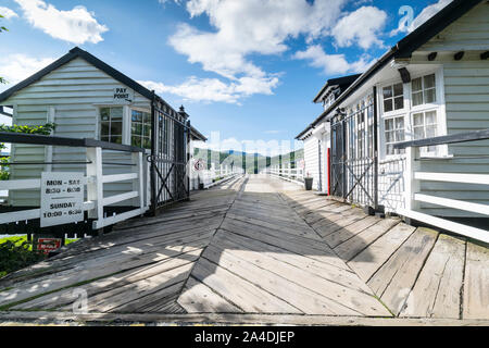 Penmaenpool Toll bridge in Gwynedd on the Mawddach estuary Stock Photo