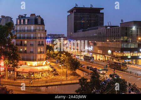 AFE RESTAURANT CANTAL 15 AND GALERIE LAFAYETTE, RUE DE L'ARRIVEE AND AVENUE DU MAINE, NEIGHBORHOOD OF THE MONTPARNASSE TOWER, 15TH ARRONDISSEMENT, PARIS, FRANCE Stock Photo