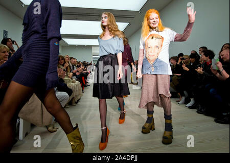 Photo Must Be Credited ©Jeff Spicer/Alpha Press 076892 17/02/2013 Vivienne Westwood on the catwalk at the Vivienne Westwood Red Label Fashion Show during Autumn Winter 2013 London Fashion Week 2013 Stock Photo