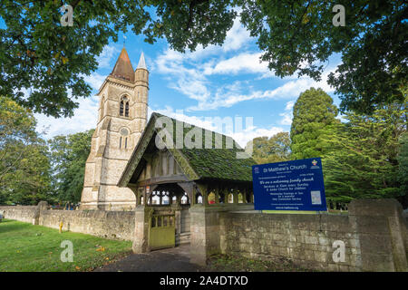 St Matthew's Church, an Anglican parish church in the Hampshire village of Blackmoor, UK Stock Photo